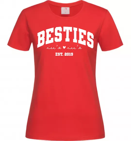 Женская футболка Besties імена Красный фото