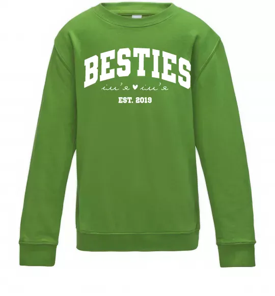 Детский Свитшот Besties імена Лаймовый фото