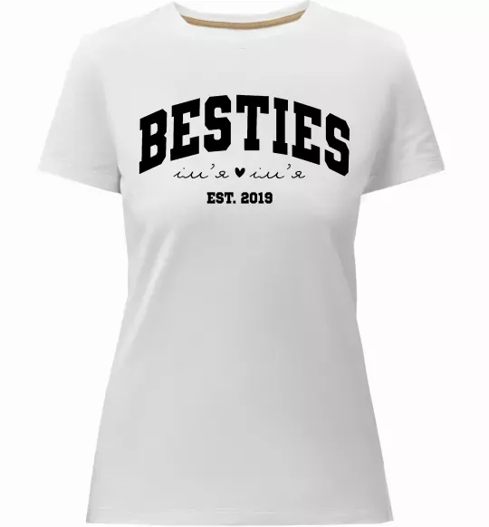 Женская премиум футболка Besties імена Белый фото