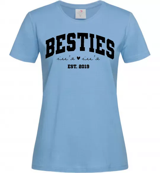 Женская футболка Besties імена Голубой фото