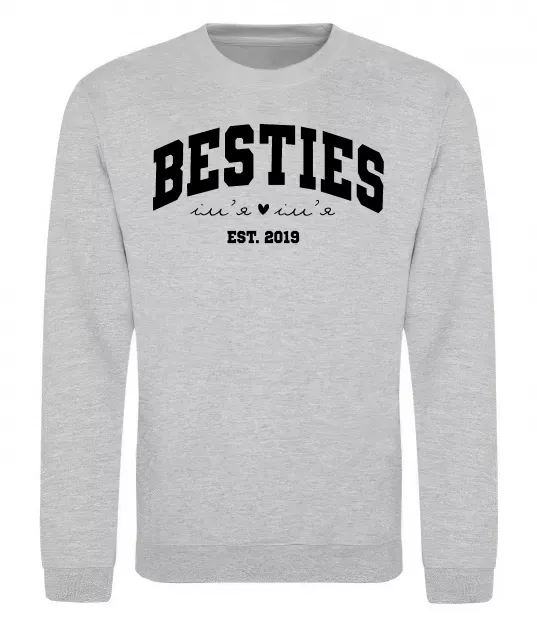 Свитшот Besties імена Серый меланж фото