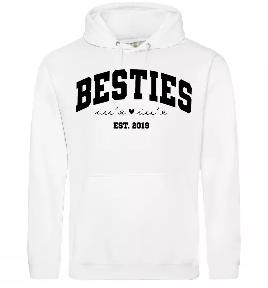 Женская толстовка (худи) Besties імена Белый фото