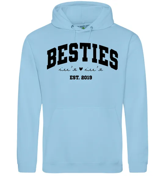 Женская толстовка (худи) Besties імена Голубой фото