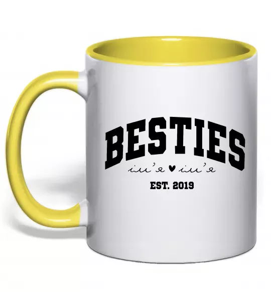 Чашка с цветной ручкой Besties імена Солнечно желтый фото