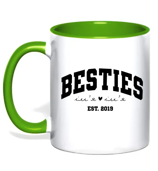 Чашка с цветной ручкой Besties імена Лаймовый фото