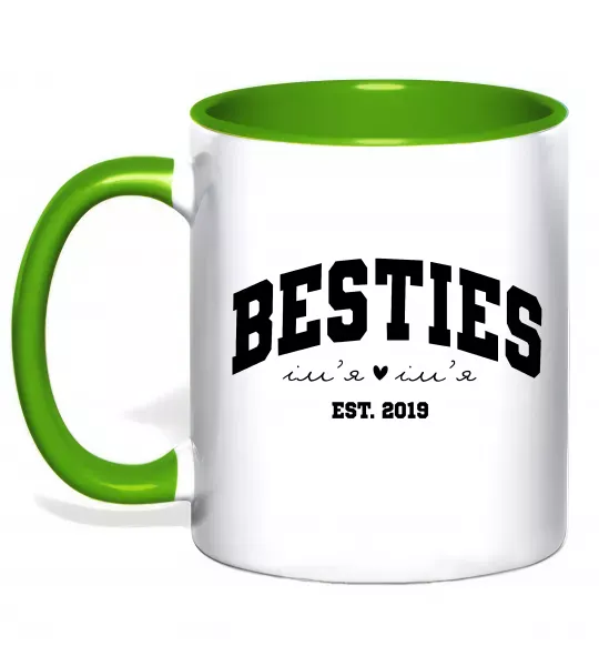 Чашка с цветной ручкой Besties імена Зеленый фото