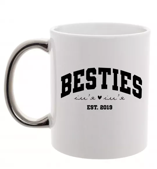 Чашка с цветной ручкой Besties імена Серебро фото