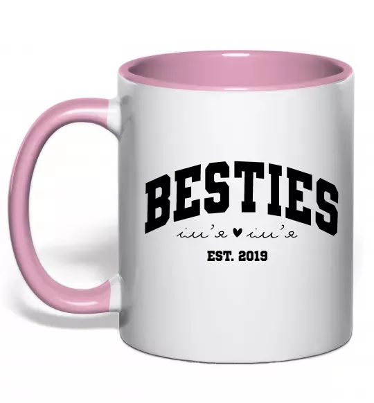 Чашка с цветной ручкой Besties імена Нежно розовый фото