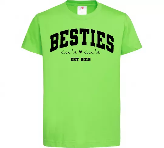 Дитяча футболка Besties імена Лаймовий фото