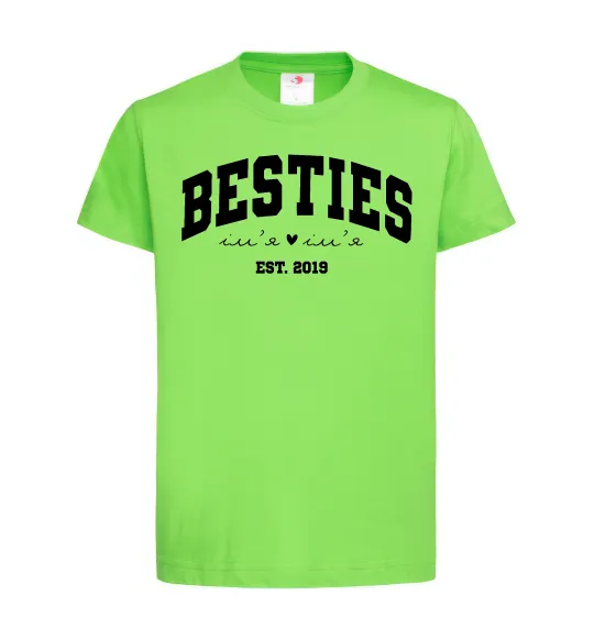 Дитяча футболка Besties імена Лаймовий фото