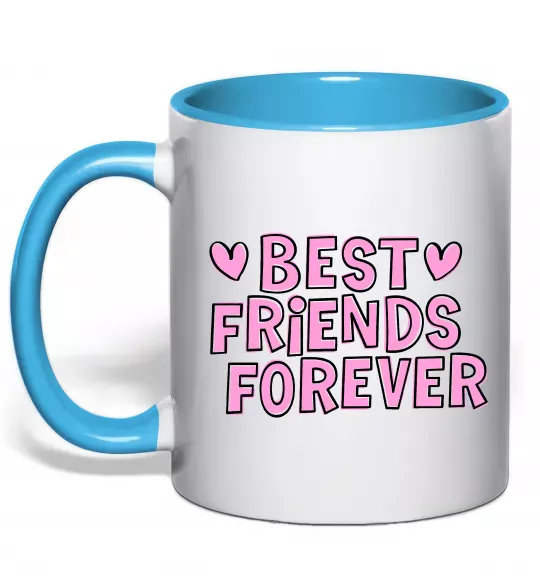 Чашка с цветной ручкой Best friends forever Голубой фото