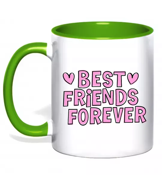 Чашка с цветной ручкой Best friends forever Зеленый фото