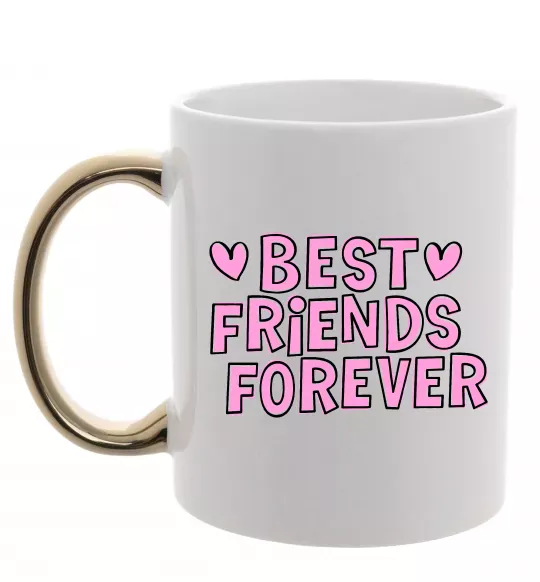 Чашка с цветной ручкой Best friends forever Золото фото
