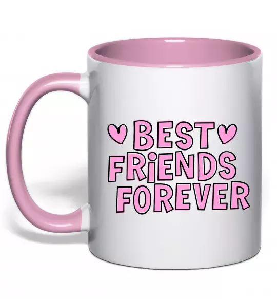Чашка с цветной ручкой Best friends forever Нежно розовый фото