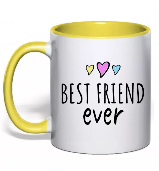 Чашка с цветной ручкой Best friend ever Солнечно желтый фото