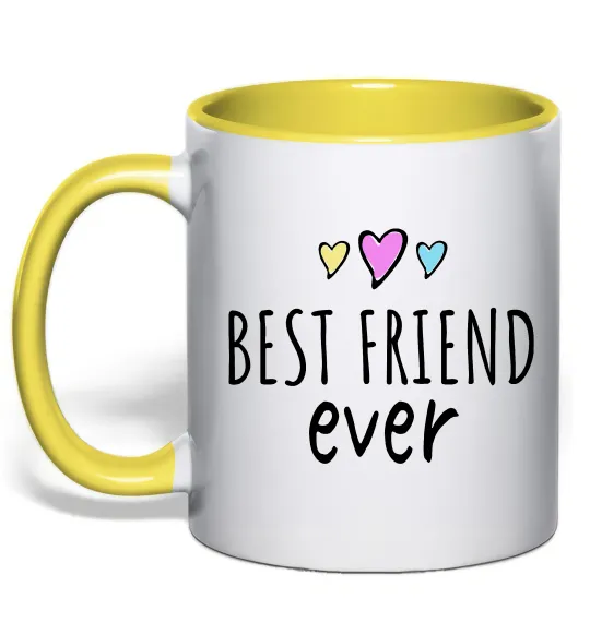 Чашка с цветной ручкой Best friend ever Лимонный фото