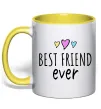 Чашка с цветной ручкой Best friend ever Лимонный фото