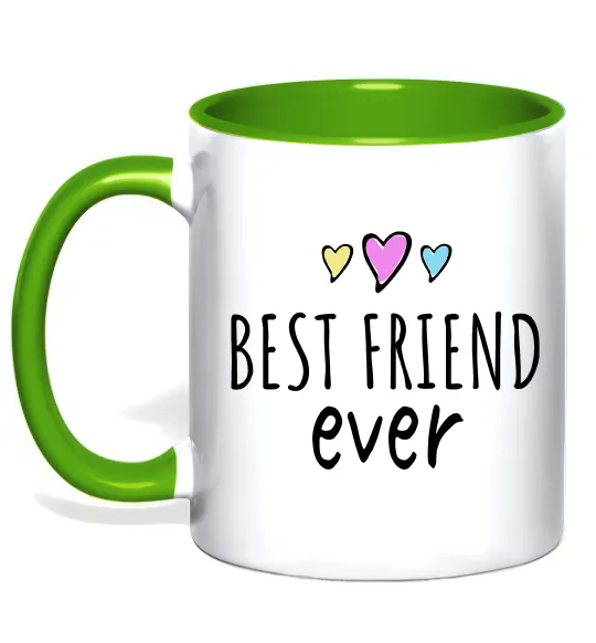 Чашка с цветной ручкой Best friend ever Лаймовый фото