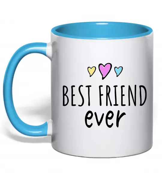 Чашка с цветной ручкой Best friend ever Голубой фото