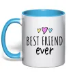 Чашка с цветной ручкой Best friend ever Голубой фото