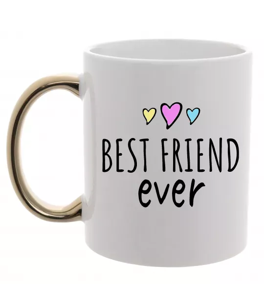 Чашка с цветной ручкой Best friend ever Золото фото