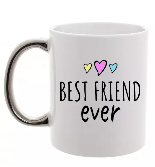 Чашка с цветной ручкой Best friend ever Серебро фото