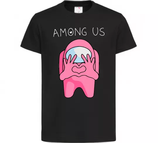 Дитяча футболка Among us heart Чорний фото