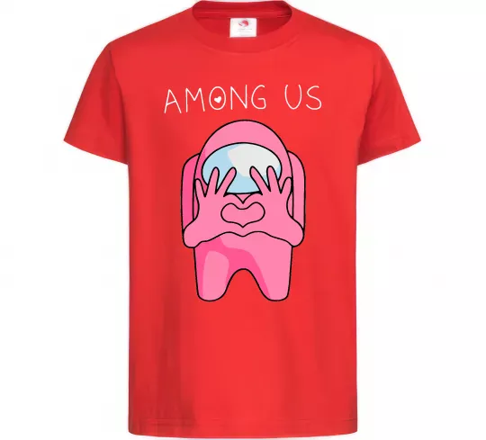Дитяча футболка Among us heart Червоний фото