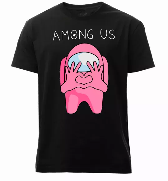 Чоловіча преміум футболка Among us heart Чорний фото