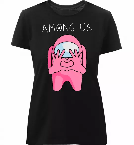 Жіноча преміум футболка Among us heart Чорний фото
