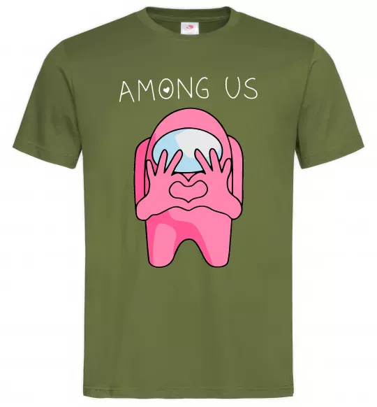Чоловіча футболка Among us heart Оливковий фото