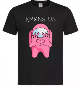 Мужская футболка Among us heart Черный фото