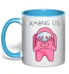 Чашка с цветной ручкой Among us heart Голубой фото