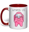 Чашка с цветной ручкой Among us heart Красный фото
