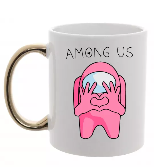 Чашка с цветной ручкой Among us heart Золото фото