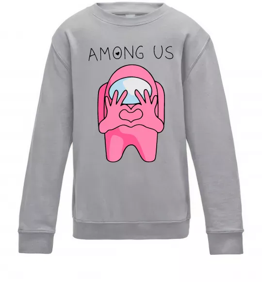 Детский Свитшот Among us heart Серый меланж фото