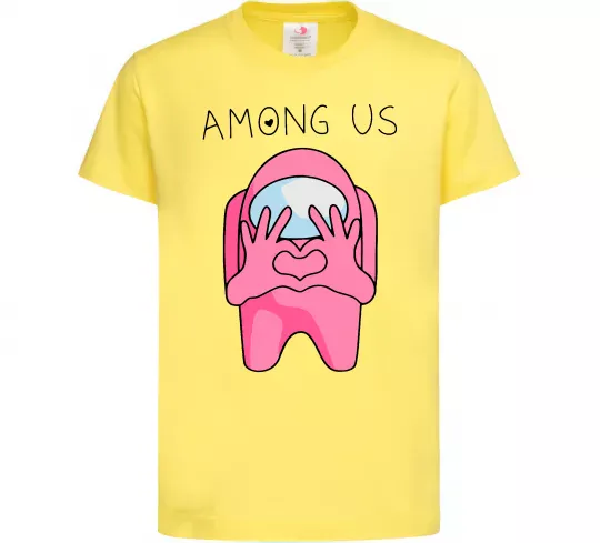 Дитяча футболка Among us heart Лимонний фото