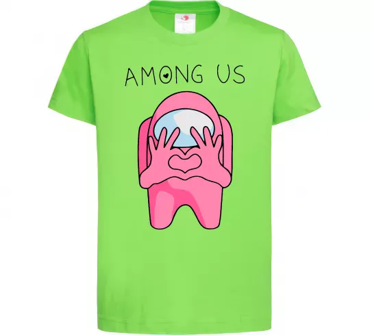 Дитяча футболка Among us heart Лаймовий фото