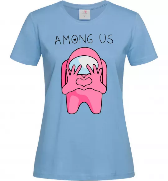 Жіноча футболка Among us heart Блакитний фото