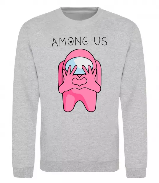 Світшот Among us heart Сірий меланж фото