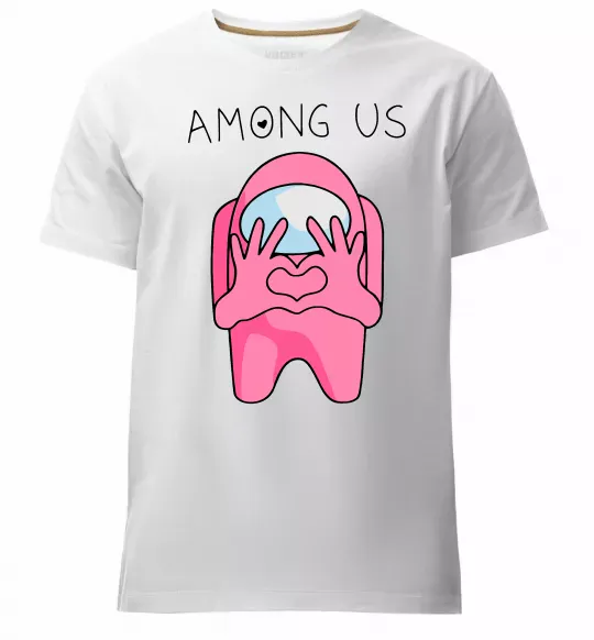 Чоловіча преміум футболка Among us heart Білий фото