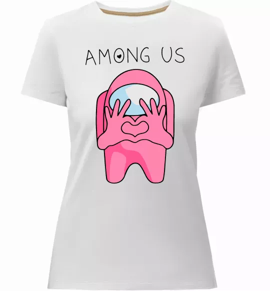 Жіноча преміум футболка Among us heart Білий фото