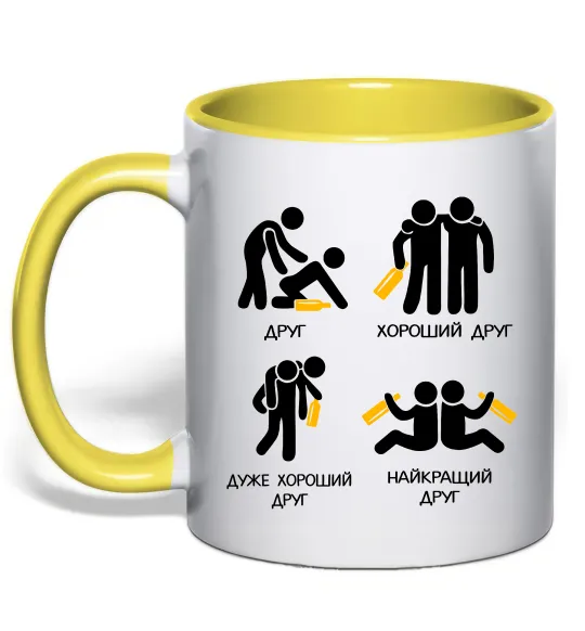 Чашка з кольоровою ручкою Стадії дружби Лимонний фото