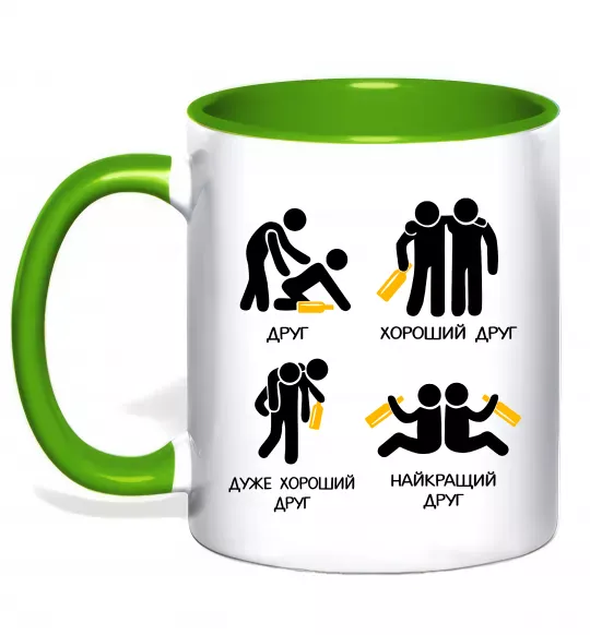 Чашка с цветной ручкой Стадії дружби Зеленый фото