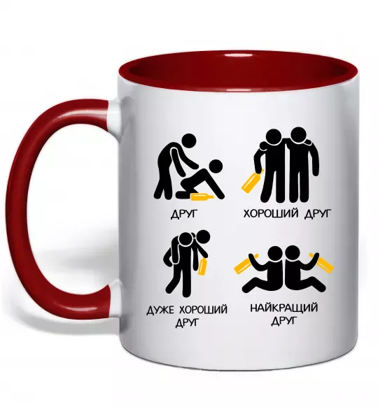 Чашка с цветной ручкой Стадії дружби Красный фото