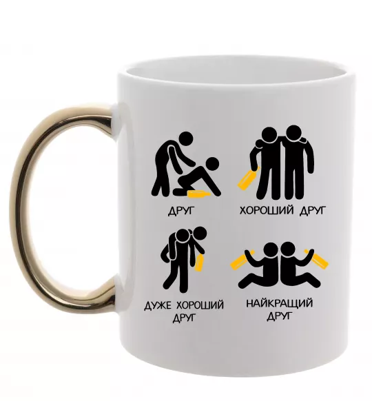 Чашка с цветной ручкой Стадії дружби Золото фото