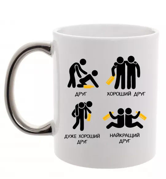 Чашка с цветной ручкой Стадії дружби Серебро фото