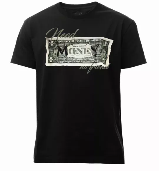 Мужская премиум футболка Need money no friend Черный фото