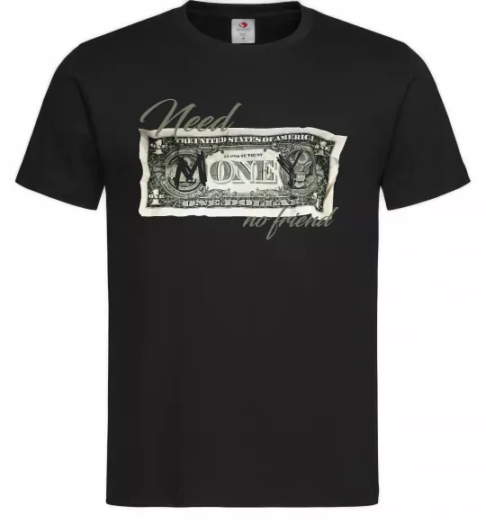 Чоловіча футболка Need money no friend Чорний фото