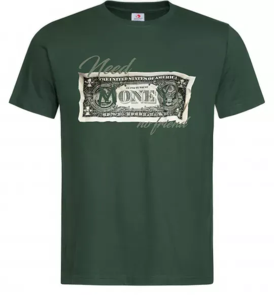 Чоловіча футболка Need money no friend Темно-зелений фото